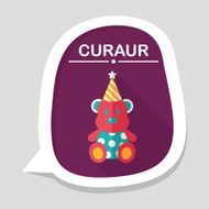 birthday teddy bear flat icon with long shadow eps10 N11