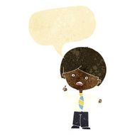 cartoon worried school boy raising hand with speech bubble