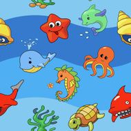 Sea seamless pattern with sea live