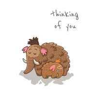 Cute cartoon card with mammoth Vector illustration N4