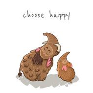 Cute cartoon card with mammoth Vector illustration N5