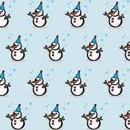 Christmas seamless with snowmen and snow balls