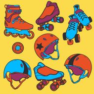 set of roller skates helmets wheel N2