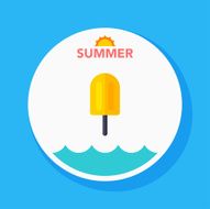 popsicle flat icon with long shadow on circle background