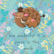 Cartoon vector floral card with mammoth N10