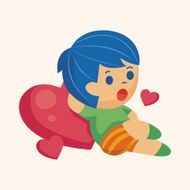 little kid with heart theme elements N88