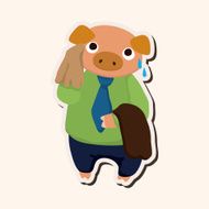 animal pig worker cartoon theme elements N18