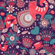 Flowers seamless pattern with decorative elements N2
