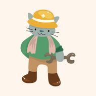animal cat worker cartoon theme elements N22