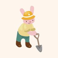 animal rabbit worker cartoon theme elements N20