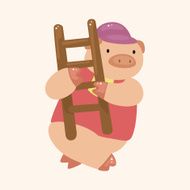 animal pig worker cartoon theme elements N19