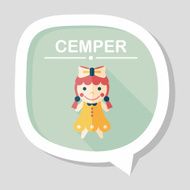 girl doll toy flat icon with long shadow eps 10 N31