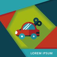 toy car flat icon with long shadow eps10 N24