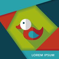 Duck toy flat icon with long shadow eps 10 N16
