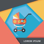 Pram flat icon with long shadow eps10 N23