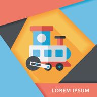 Train toy flat icon with long shadow EPS 10 N21