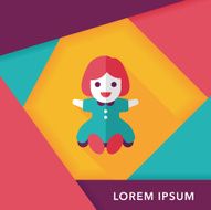 girl doll toy flat icon with long shadow eps 10 N34