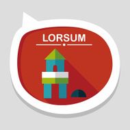brick house flat icon with long shadow eps10 N7
