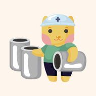 animal cat worker cartoon theme elements N23