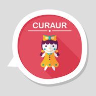 girl doll toy flat icon with long shadow eps 10 N37