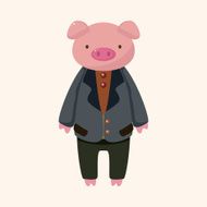 animal pig worker cartoon theme elements N21