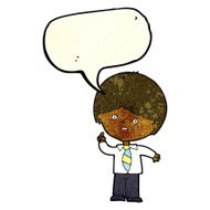 cartoon worried school boy raising hand with speech bubble N4