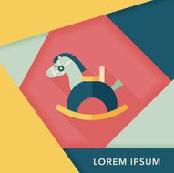 horse toy flat icon with long shadow eps10 N19