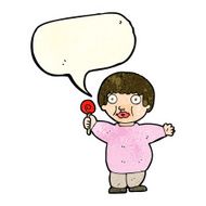 cartoon fat child with speech bubble N3