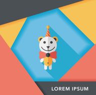 birthday teddy bear flat icon with long shadow eps10 N14