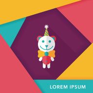 birthday teddy bear flat icon with long shadow eps10 N16
