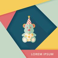 birthday teddy bear flat icon with long shadow eps10 N17
