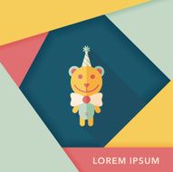 birthday teddy bear flat icon with long shadow eps10 N18