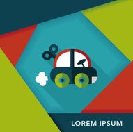 toy car flat icon with long shadow eps10 N28