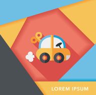 toy car flat icon with long shadow eps10 N29