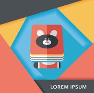 crayons drawing and book flat icon with long shadow eps10 N11