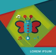 Butterfly music toy flat icon with long shadow eps10 N7