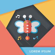 Butterfly music toy flat icon with long shadow eps10 N8