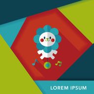 lion toy flat icon with long shadow eps10 N7