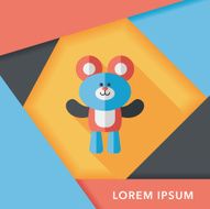 teddy bear flat icon with long shadow eps10 N14