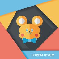 teddy bear flat icon with long shadow N23