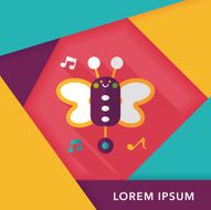 Butterfly music toy flat icon with long shadow eps10 N9