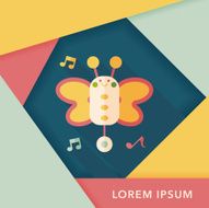 Butterfly music toy flat icon with long shadow eps10 N10