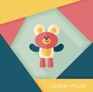 teddy bear flat icon with long shadow eps10 N16
