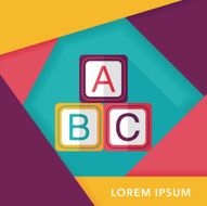 ABC blocks flat icon with long shadow EPS 10 N14