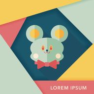 teddy bear flat icon with long shadow N25