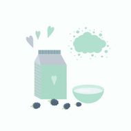 Vector illustration with yoghurt and berries on a table N2