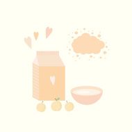 Vector illustration with yoghurt and apricots on a table