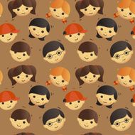 Seamless pattern of cute children&#039;s faces