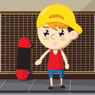 Skateboarding player