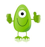green monster character expressions funny N44